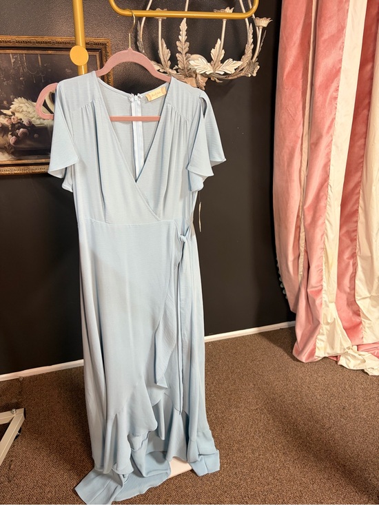 Altar'd State Dresses & Skirts - Altar'd State Pale Blue Wrap Maxi Dress with Flutter Sleeves